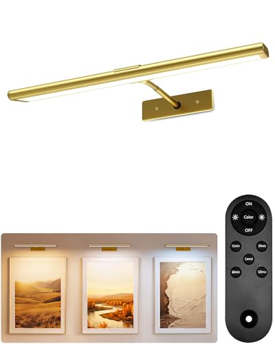 EZVALO 16'' Gold Wireless Rechargeable Picture Light with Remote & 3 Color Temperatures