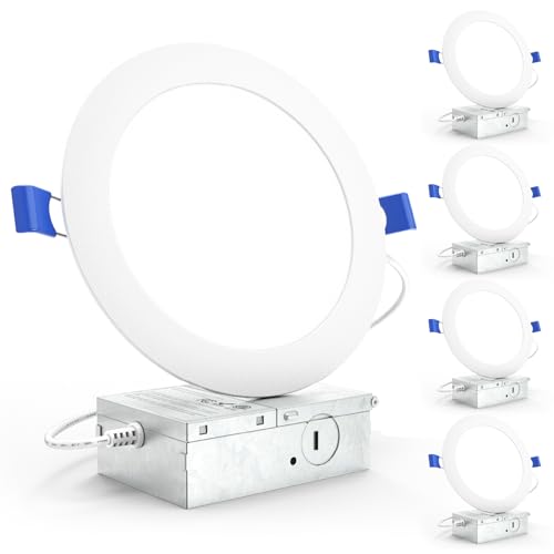 Sunco 4 Pack 6 Inch Canless LED Recessed Light 14W 5000K Daylight Ultra-Slim