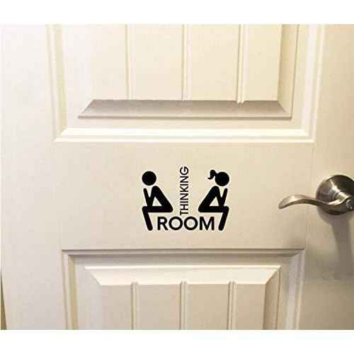Maydahui 2 PCS Thinking Room Wall Decals 8.6 inch Sticker Decor Black Art Vinyl Mural Sign for Cafe Shop Office Toilet Hotel Closestool Bathroom Salon Home