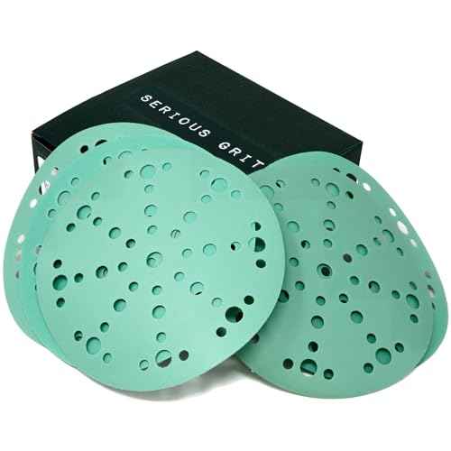 Serious Grit - 6-Inch 49-Hole High Grit Sanding Discs Assortment - 320, 400, 600, 800, 1000 Grit (10 of Each) - Wet Dry Hook & Loop Film Discs - Sandpaper for Random Orbital Sanders - 50 Pack Box
