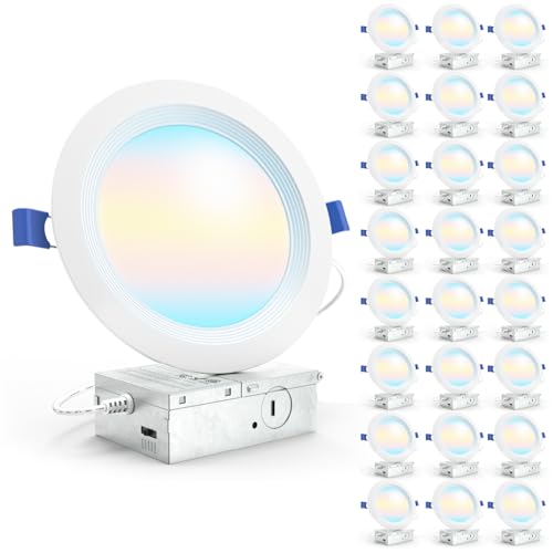 Sunco 6 Inch Canless LED Recessed Lights 24 Pack Dimmable 5CCT, 14W, Slim Downlight