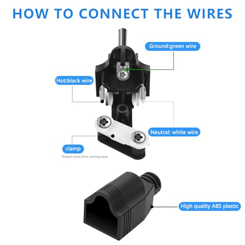 OFOAEEA Black 3-Pack Replacement 3-Prong Electrical Plug with Screwdriver - Durable Grounding Cord Ends