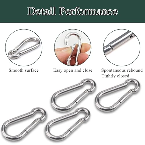SILVER 100PCS Heavy Duty Spring Snap Hooks Carabiner Clips 2.4IN