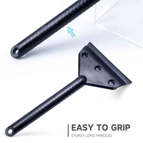 FOSHIO Long Handle Plastic Razor Blade Scraper - 10PCS Plastic Blades for Sticker, Label, Decal, Gasket, Residue Removal & Cleaning