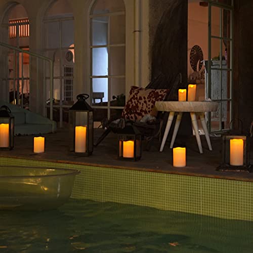 Homemory Waterproof Ivory White 4x10 Flameless Candles with Remote Timer, Set of 2