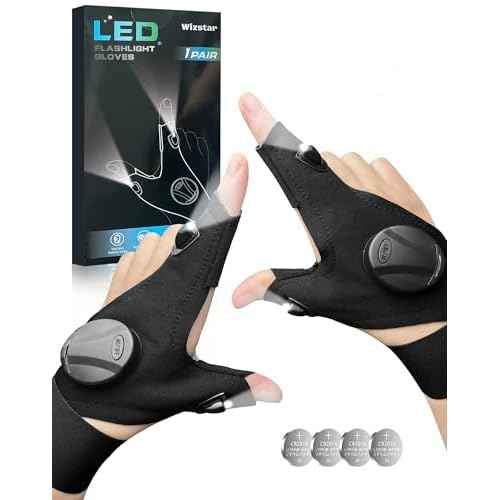 LED Flashlight Gloves, Unique Gifts for Men Dad Boyfriend Him Husband, Stocking Stuffers Christmas Birthday Gift, Waterproof Cool Gadgets Finger Lights with Toggle Switch for Camping Fishing Repairing