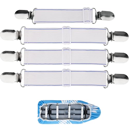 SheeChung Ironing Board Cover Clips, Set of 4, White Universal