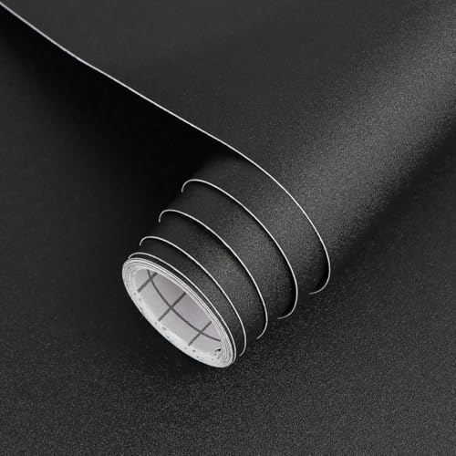 Arthome 17x120 Black Matte Peel and Stick Wallpaper - Removable Vinyl Contact Paper for Cabinets & Walls