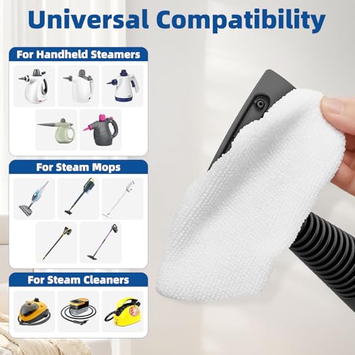 LOVECO 8 Pack Microfiber Steamer Cloth Covers for Steam Mop & Cleaner - Regular White