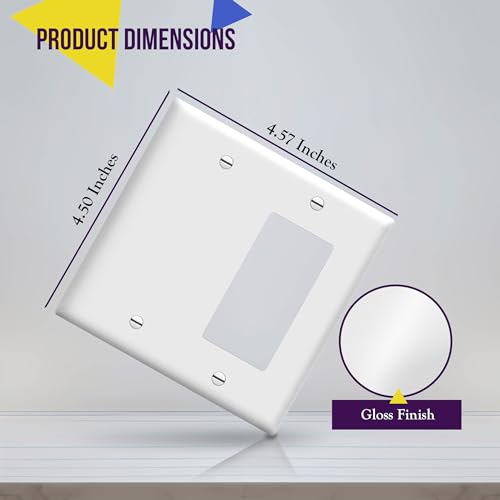 ENERLITES White 2-Gang Decorator Wall Plate - Standard Size, Pack of 1