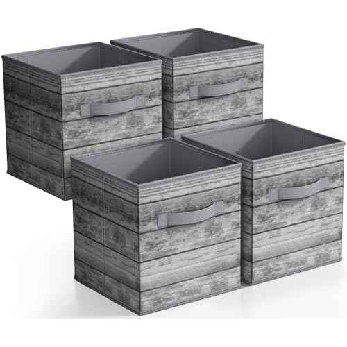 Sorbus Foldable Storage Bins - 11 Inch Sturdy Collapsible Fabric Storage Cubes with Handle - 4 Baskets for Organizing Clothes & Toys - Organization & Storage Baskets for Shelves, Pantry, Closet, Cubby