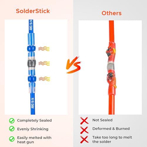 Solderstick Waterproof Wire Connectors Kit - Insulated Heat Shrink Splice Assortment for Automotive & Marine