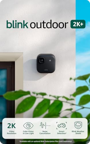 Blink Outdoor 2K+ Wireless Security Camera - Black Add-On Model, Enhanced Video & Audio