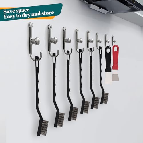 12 Pcs Mini Stainless Steel Wire Brush Set, Wire Scratch Brush with Curved Handle, Cleaning Weld Slag and Rust