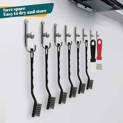 15PCS Mini Wire Brush Stainless Steel Brush Set£¬Masonry Brush Wire Bristle for Cleaning Welding Slag and Rust£¬Curved Handle Brush (Stainless Steel, 15)