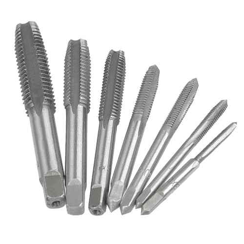 Fixinus 7 Piece Metric Thread Tap Set, HSS Tapping Tool Set M3 M4 M5 M6 M8 M10 M12 Hand Tap Set