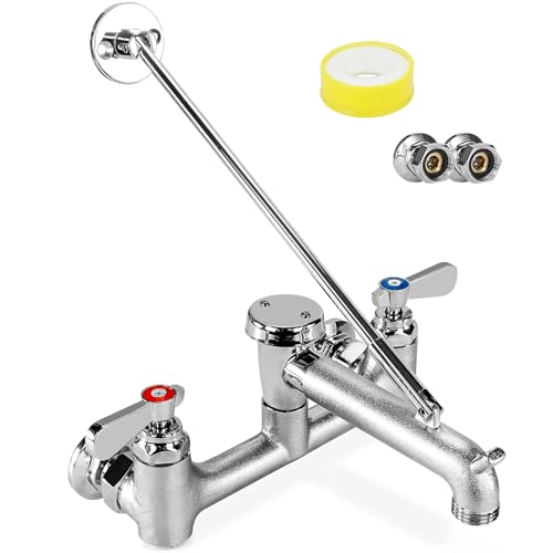 ZKDAUSDO Commercial Wall Mount Mop Sink Faucet 6-1/2" Spout Lever Handle Vacuum Breaker