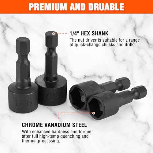 ValueMax 20 PCS Power Nut Driver Set for Impact Drill, 1/4¡± Hex Head Drill Bit Set SAE and Metric, 4-12mm and 5/32''-1/2'' Nut Drivers, Chrome Vanadium Steel