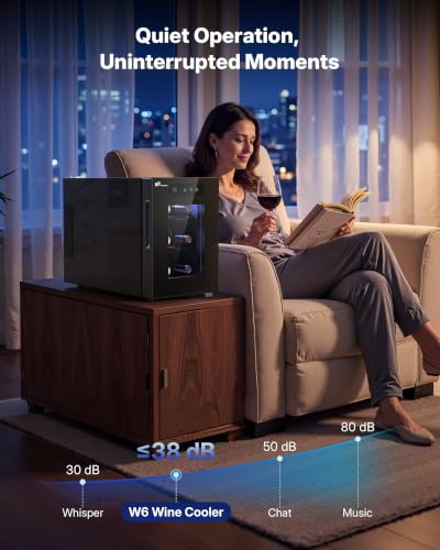 Upstreman 6 Bottle Compact Thermoelectric Wine Cooler - Small Fridge, Model: 6-bottle-0.6 cu.ft