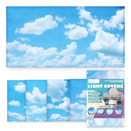 OCTO LIGHTS 4-Pack Magnetic Cloud Fluorescent Light Covers Classroom Safety