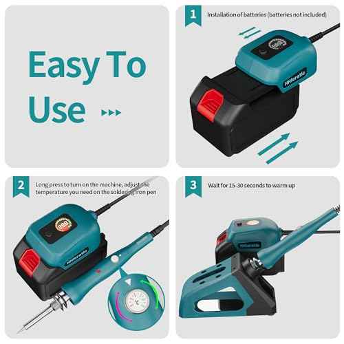 Cordless Soldering Iron Kit for Makita 18v Battery,Portable 60W Soldering Iron Station Kit with Electric Charge Display with 5pcs Tips,Solders Wire and Rosin,for DIY,Repair(Battery Not Included)