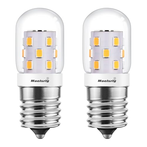 Maelsrlg 2 Pack LED Microwave Light Bulbs 3W 380 Lumens E17 3000K Warm White, Dimmable Under Hood