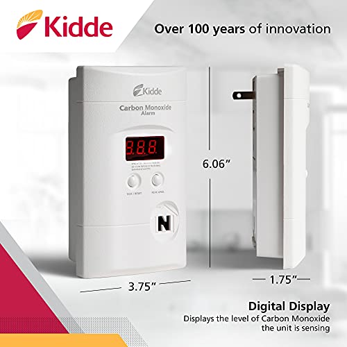 Kidde 3rd Edition Plug-In Carbon Monoxide Detector with Battery Backup, Digital Display, 85dB Alarm — 1 Pack