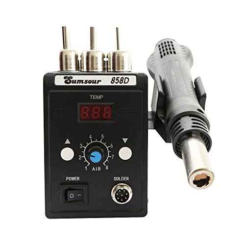 Hot Air Heat Soldering Gun 858D 700W 110V BGA Rework Solder Desoldering Station For SMD Welding Repair Tools Kit (Black 858D SET-3)