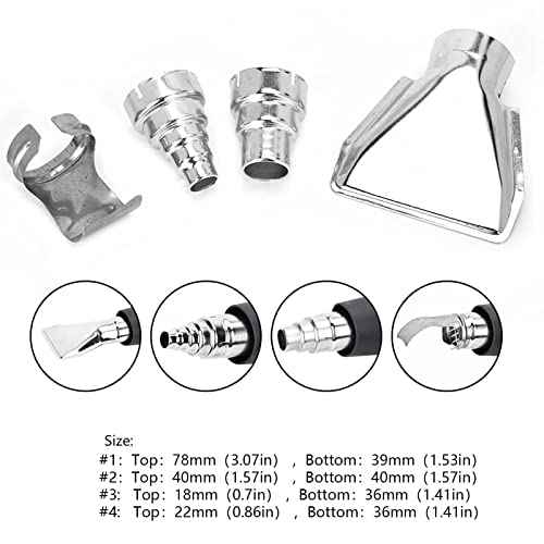 Watris Veiyi Heat Gun Nozzles Kit, 4PCS Hot Air Gun Attachments, Stainless Steel Reflector Nozzle Soldering Station Nozzle Tool
