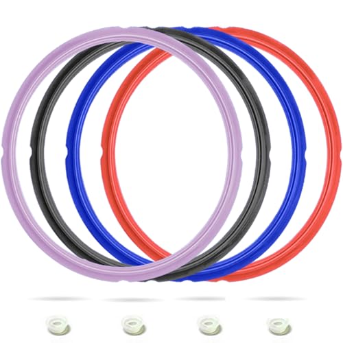 Beaquoei 4-Pack 6 Qt Instant Pot Silicone Sealing Ring + 4 Float Valves - Colorful Gasket Set Fits Duo/Plus 6, Ultra 6, Lux 6, Smart 6