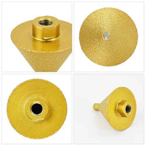 Diamond Beveling Chamfer Bit, Diamond Cone Tile Bit 2'' (50mm) Countersink Drill Bit for Hole Enlarging Trimming in Tile Granite Marble Ceramic Wood Chamfer Bits for Drill M10 Thread