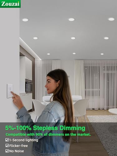 Zouzai 24 Pack 4 Inch Dimmable LED Recessed Ceiling Lights with 5 CCT Variations