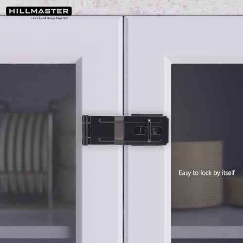 Swivel Staple Safety Hasps, 4-1/2" Gate Door Hasp Latch with Twist Knob Safety Padlock Clasp Lock for Fence, Gate, Cabinet, Barn Door, Shed, Black