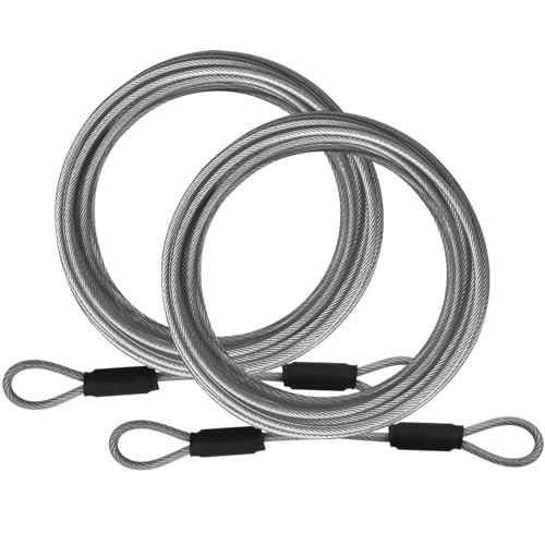 VIVBOO 1/8-Inch Stainless Steel Security Cable Lock Double Loop Black 4ft 2-Pack