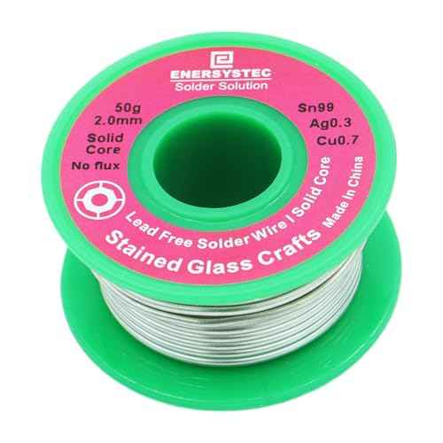 2.0mm Lead Free Solder Wire for Stained Glass Craft, Dia 0.08 Solid Core No Flux 50g, Craft Soldering Wire, Sn99 Ag0.3 Cu0.7, Thick Solder Wire Without Flux for Crafts Project DIY