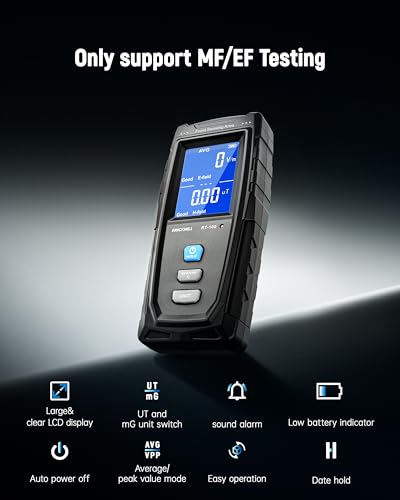 ERICKHILL Blue EMF Meter - Handheld Digital Electromagnetic Field Detector with LCD & Sound Alarm