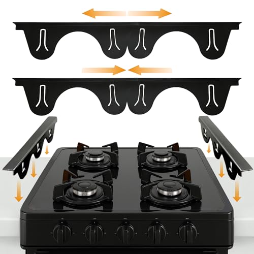 Linda’s Essentials Adjustable Stainless Steel Stove Gap Covers 13.8–27.5 in (2 Pack) Black