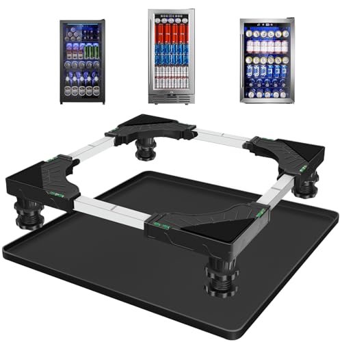 Nefish Mini Fridge Stand with 23.6 x 23.6 x 0.8 in Silicone Drip Tray – Black-Stand 23.6x26.6x0.8
