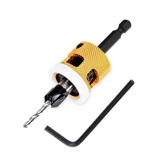 Adjustable Depth 1/8" x3/8" Countersink Drill Bit, Low Friction Stop Prevent Scratches, 1/4" Hex Shank for Quick Change, Replaceable HSS Pilot Drill Bit for Wood, Plastic, Woodworking