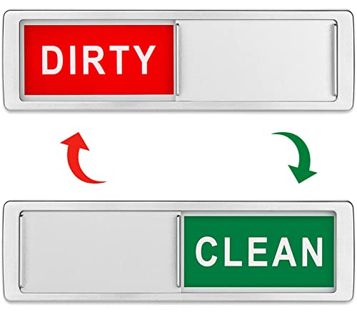 Cimkiz Dishwasher Magnet Clean/Dirty Sign - Silver, 7 x 2 in