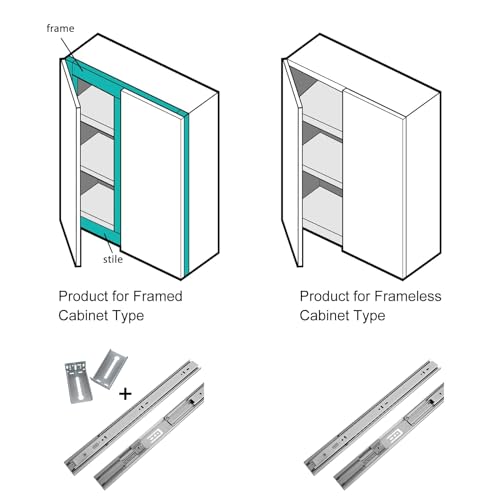 LONTAN 10 Pairs Silver Soft Close Drawer Slides 22 Inch Heavy Duty Cabinet Rails
