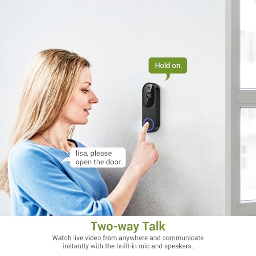 Lunelyx Black 1080P Wireless Video Doorbell Camera with Night Vision, AI Human Detection, Two-Way Audio & Cloud Storage