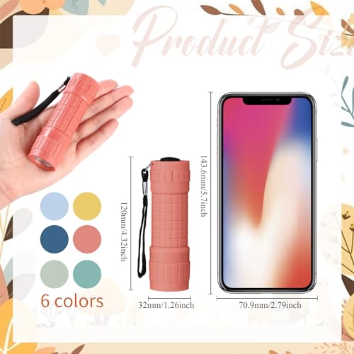 30 Pack 9 LED Small Mini Flashlight Set Plastic Handheld Flashlights with Lanyard, 3 AAA Batteries Included for Kids Night Reading Camping Emergency Hunting, 6 Color (Muted Color)