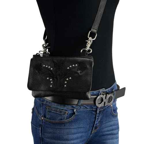 Milwaukee Leather MP8851 Women's Black Leather Multi Pocket Belt Bag