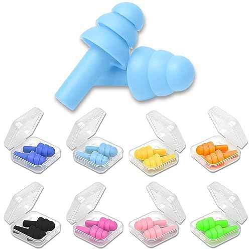 Earplugs for Sleeping,8 Pairs Noise Cancelling Silicone Earplugs for Sleeping Swimming Snoring Concerts