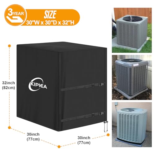 Kipiea Heavy Duty Outdoor Air Conditioner Cover 30W x 30D x 32H Windproof & UV Resistant