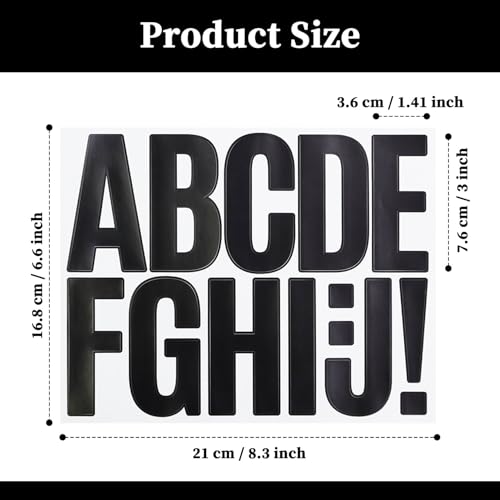 Black 3 Inch Vinyl Letter and Number Stickers - Self-Adhesive Craft Sheets