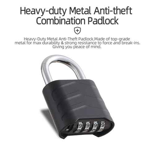 Combination Padlock Heavy Duty Locker Lock 4 Digit Padlock Gym Locker Locks for Fence Gate Storage Unit (Black, HD_10_3.5)