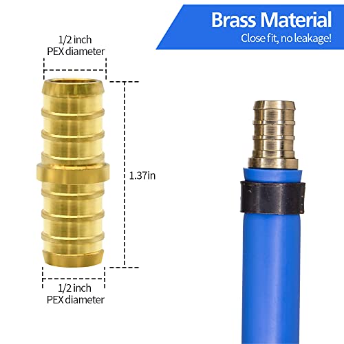 Ruby.Q 1/2-Inch 30pcs PEX Brass Fittings Set | Elbows, Tees, Couplings