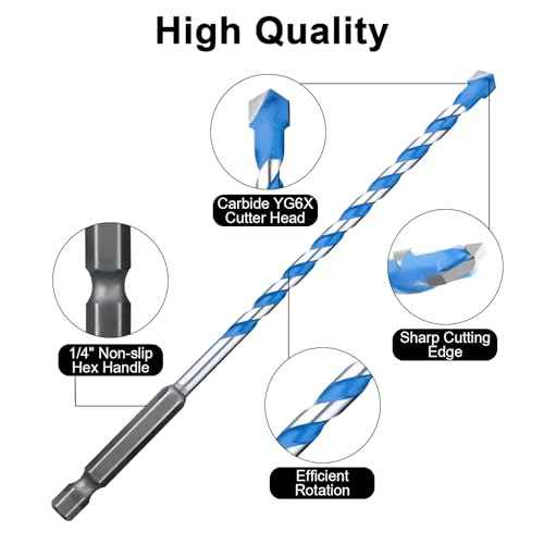 Concrete Drill Bit Set 7 Pcs, Masonry Drill Bit Set 5/32"-3/8", Shockproof Hex Shank Drill Bit Set, Industrial Carbide Drill Bits for Class/Brick/Plastic/Cement/Tile